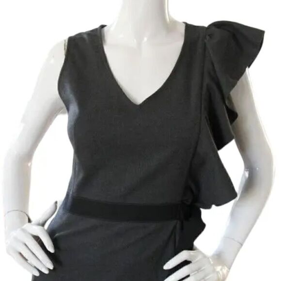 Sandro Dress - Size 1 - Ruffled Sheath Dress -LIKE NEW Dress - Worn Once - Picture 3 of 6